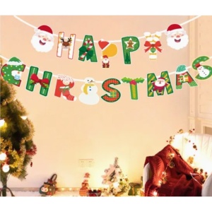 Decoratiune de Craciun, Flippy, Tip Banner, 16 Piese, pentru Usa sau Perete, Multicolor, Sfoara Inclusa, Model C - Img 5