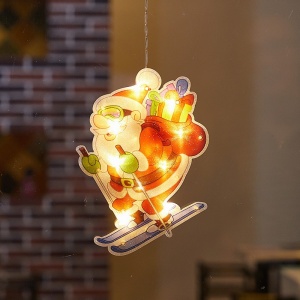 Decoratiune de Craciun pentru fereastra Flippy, Mos Craciun pe schiuri, cu LED-uri, 15 cm, alb cald - Img 3