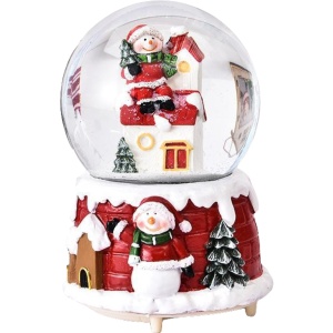 Decoratiune glob cu zapada Flippy, Mos Craciun pe casa, diametru 6.5 cm, multicolor - Img 1