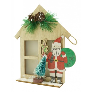 Decoratiune luminoasa, Flippy, Mos Craciun, maro, lungime: 13 cm, latime: 5 cm, inaltime: 17 cm, lemn, interior/exterior - Img 1