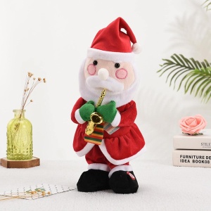 Decoratiune Mos Craciun, Flippy, Animat, care Canta si Danseaza, cu Saxofon, Imbracat Festiv, 25 cm Inaltime, Rosu - Img 2