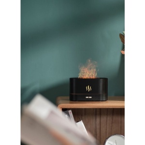 Difuzor de ulei esential cu flacara Flippy, aromaterapie, umidificator de aer, rezervor 180 ml, simulare efectelor de iluminare a flacarii, lumina veghe ajustabila, negru - Img 5