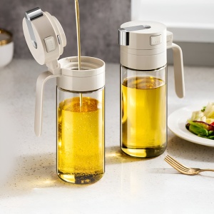 Dispenser pentru Ulei, Flippy, Deschidere si Inchidere Automata a Rezervorul, cu Inductie Gravitationala, 550 ml, 12x7.6x20.5 cm, Alb - Img 11