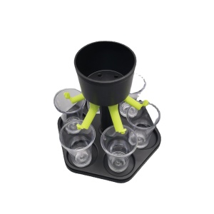 Dozator Hexagonal cu Suport pentru Shoturi, Flippy, 6 Pahare, Set Complet cu Ambalaj si Cutie, Dispenser, Divizor, Joc de Baut, Negru - Img 6