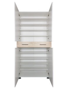 Dulap sau pantofar Zaragosa, stejar alb si alb, 90x35x195 cm - Img 2
