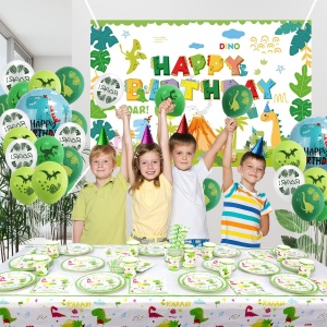 Fata de Masa Dreptunghiulara, Flippy, Colectia Dino Park, 180 x 108 cm, din PE, Anti-pete, Impermeabila, Multicolor - Img 4