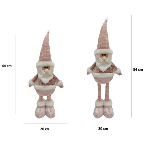 Figurina Decorativa, Pentru Craciun, Flippy, Mos Craciun, Picioare Telescopice, Inaltime Reglabila 44-54cm, Bluza cu Paiete, Roz - Img 2