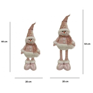 Figurina Decorativa, Pentru Craciun, Flippy, Om de Zapada, Picioare Telescopice, Inaltime Reglabila 44-54cm, Caciula cu Paiete, Roz - Img 2