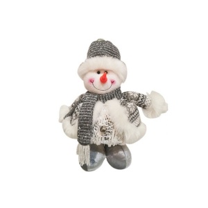 Figurina Decorativa, Pentru Craciun, Flippy, Om de Zapada, Picioare Telescopice, Inaltime Reglabila 33- 70 cm, Pantaloni Luciosi, Alb/Argintiu - Img 2