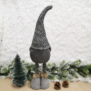 Figurina Decorativa, Pentru Craciun, Flippy, Spiridus, Omul Padurii Indragostit, Picioare Telescopice, Inaltime reglabila 42 - 52 cm, Gri - Img 4