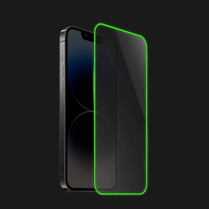Folie de Sticla Securizata pentru Apple iPhone 15 Pro Max, Flippy, Luminous, Margine Fosforescenta Neon din Silicon, Mat, Anti-Amprenta, Protectie Completa, 9H, Verde - Img 4