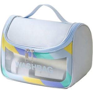 Geanta Cosmetice de Voiaj Flippy, Impermeabila, Translucida Mata, 22 x 16 x 14 cm, Albastru - Img 1