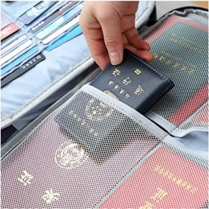 Geanta Flippy pentru Depozitare Acte si Documente, Facturi, Carduri, cu Cod de Securitate, 5 Compartimente, Impermeabila, 37 x 20 x 27 cm, Albastru - Img 4