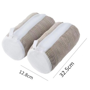 Geanta pentru Spalare Incaltaminte, Flippy, pentru Masina de Spalat, cu Fibre Pufoase in Interior, cu Fermoar, Curatare 360 de Grade, 39x19 cm, Gri deschis - Img 2