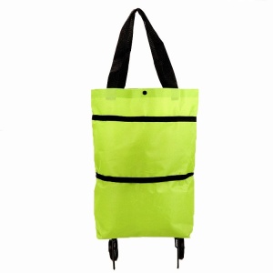 Geanta Pliabila, Flippy, 2 in 1, Carucior cu Roti, pentru Cumparaturi, 19 l, Verde, Plastic, 39 x 46 x 12 cm - Img 5