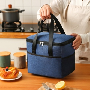 Geanta Termica Flippy pentru Pranz, Compartimente Telefon si Tacamuri, Multifunctionala, Impermeabila, 24x18x21 cm, Albastru - Img 3