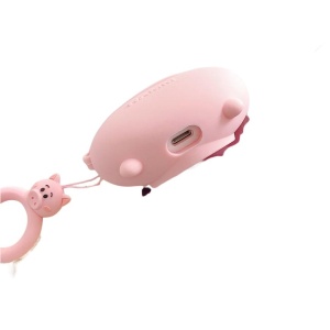 Husa AirPods cu Inel Prindere Porc Roz - Img 2