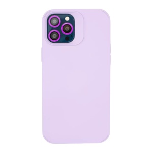 Husa Apple iPhone 14 Pro Max, Flippy, din Silicon Lichid, Interior din Microfibra, Lentile Fosforescente de Protectie Camera, Anti Amprenta, Rezistenta la Socuri, Mov - Img 1