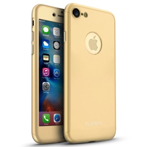 Husa Apple iPhone 8 Full Cover 360 Auriu + Folie Cadou - Img 3