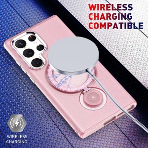 Husa de protectie Flippy, cu incarcare Wireless, Tehnologie Magsafe, TPU, Inel magnetic rotativ cu functie de suport, pentru Samsung Galaxy S23 Ultra , Rose Gold - Img 3
