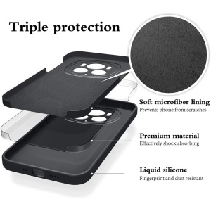 Husa de Protectie, Flippy, pentru Honor Magic 6 Pro, Liquid Silicone, cu Microfibra pe Interior, Protectie Antisoc, Compatibil Incarcare Wireless, Negru - Img 4
