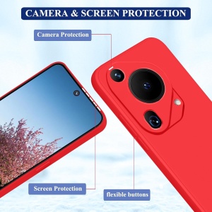 Husa de Protectie, Flippy, pentru Huawei Pura 70, Liquid Silicone, cu Microfibra pe Interior, Protectie Antisoc, Compatibil Incarcare Wireless, Rosu - Img 4