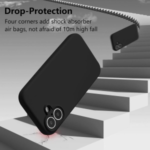 Husa de Protectie, Flippy, pentru iPhone 16, Liquid Silicone, cu Microfibra pe Interior, Protectie Antisoc, Compatibil Incarcare Wireless, Negru - Img 3
