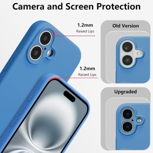 Husa de Protectie, Flippy, pentru iPhone 16 Plus, Liquid Silicone, cu Microfibra pe Interior, Protectie Antisoc, Compatibil Incarcare Wireless, Albastru - Img 4