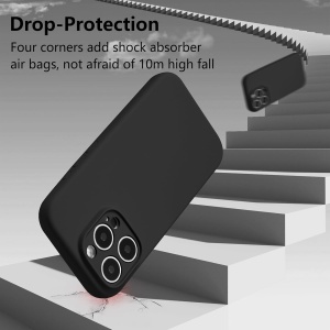 Husa de Protectie, Flippy, pentru iPhone 16 Pro, Liquid Silicone, cu Microfibra pe Interior, Protectie Antisoc, Compatibil Incarcare Wireless, Negru - Img 3