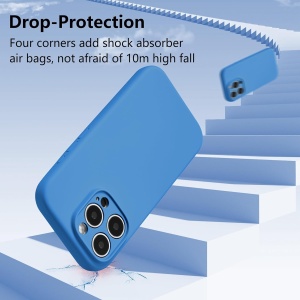 Husa de Protectie, Flippy, pentru iPhone 16 Pro Max, Liquid Silicone, cu Microfibra pe Interior, Protectie Antisoc, Compatibil Incarcare Wireless, Albastru - Img 3