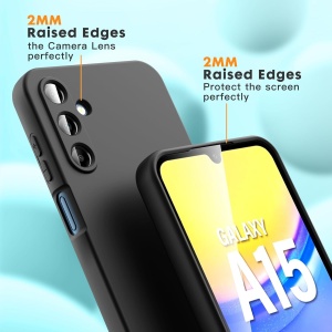 Husa de Protectie, Flippy, pentru Samsung Galaxy A15, Liquid Silicone, cu Microfibra pe Interior, Protectie Antisoc, Compatibil Incarcare Wireless, Negru - Img 6