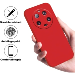 Husa de Protectie, Flippy, pentru Xiaomi 14 Ultra, Liquid Silicone, cu Microfibra pe Interior, Protectie Antisoc, Compatibil Incarcare Wireless, Rosu - Img 5