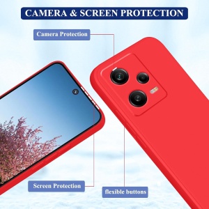 Husa de Protectie, Flippy, pentru Xiaomi Redmi Note 12 Pro 5G, Liquid Silicone, cu Microfibra pe Interior, Protectie Antisoc, Compatibil Incarcare Wireless, Rosu - Img 6