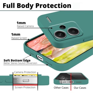 Husa de Protectie, Flippy, pentru Xiaomi Redmi Note 13 Pro Plus 5G, Liquid Silicone, cu Microfibra pe Interior, Protectie Antisoc, Compatibil Incarcare Wireless, Verde - Img 4