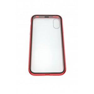 Husa de protectie Magnetic 360, Folie sticla inclusa, pentru Apple iPhone X, Rosu - Img 4