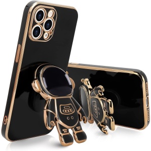 Husa de Protectie TPU 2in1, Flippy, pentru Apple iPhone 14 Pro, Astronaut cu Suport, Antisoc, Rezistenta la Impact, Protectie Camera, Negru