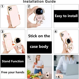 Husa de Protectie TPU 2in1, Flippy, pentru Apple iPhone 15 Pro Max, Astronaut cu Suport, Antisoc, Rezistenta la Impact, Protectie Camera, Roz - Img 2