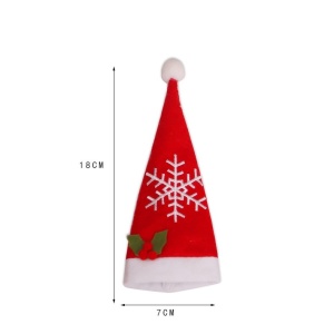 Husa decorativa festiva pentru 3 tacamuri Flippy, model caciulita cu fulg, material textil si poliester, 18 x 7 cm, rosu - Img 3