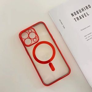 Husa MagSafe pentru Apple iPhone 11, Protectie camera, Full TPU, Margini colorate Electroplating, Magnetica, Incarcare Wireless, Flippy, Rosu - Img 2
