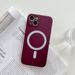 Husa MagSafe pentru Apple iPhone 11, Silicon, Protectie pentru camera, Magnetica, Incarcare Wireless, Flippy, Visiniu - Img 2