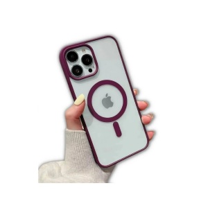 Husa MagSafe pentru Apple iPhone 13 Pro, Full Cover, Frosted Acrylic Color Big Hole, Magnetica, Incarcare Wireless, Flippy, Mov - Img 5