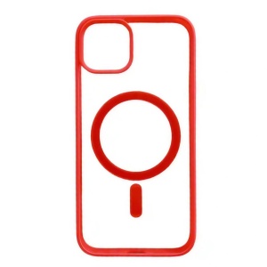 Husa MagSafe pentru Apple iPhone 14, Full Cover, Frosted Acrylic Color Big Hole, Magnetica, Incarcare Wireless, Flippy, Rosu - Img 1