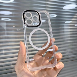 Husa MagSafe Silicone pentru iPhone 12 Pro Max, Flippy, Transparenta, Magnetica, Extra Protectie Camera Negru - Img 3