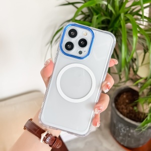 Husa MagSafe Silicone pentru iPhone 12 Pro Max, Flippy, Transparenta, Magnetica, Extra Protectie Camera Albastru - Img 2