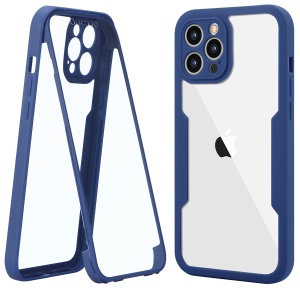 Husa Max Defence pentru Samsung Galaxy S21 FE, Bumper Albastru, Fata Dubla Transparenta, Protectie Antisoc Full 360 ( fata, spate, margini ), Flippy - Img 2