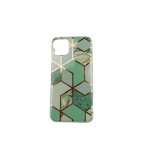 Husa protectie Flippy compatibila cu Apple iPhone 12 Mini Soft IMD TPU Marble Geometric Verde - Img 4