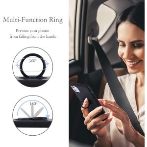Husa protectie Flippy compatibila cu Apple iPhone 12 Pro Max Liquid Silicone Ring cu suport rotativ Negru - Img 3