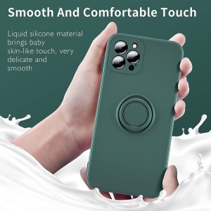 Husa protectie Flippy compatibila cu Apple iPhone 13 Pro Max Liquid Silicone Ring cu suport rotativ Verde - Img 3