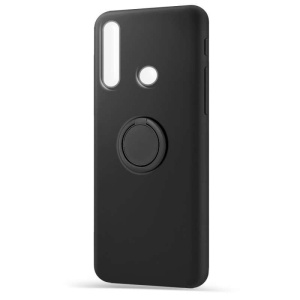 Husa protectie Flippy compatibila cu Huawei P30 Lite Liquid Silicone Ring cu suport rotativ Negru - Img 2