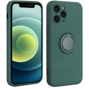 Husa protectie Flippy compatibila cu Huawei P40 Lite Liquid Silicone Ring cu suport rotativ Verde